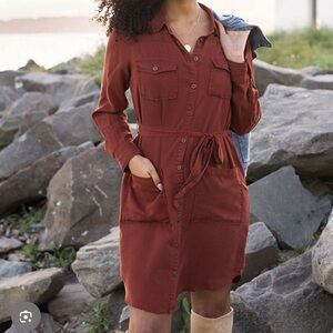 Grace & Lace Terracotta Button-Up Dress 100% Lyocell